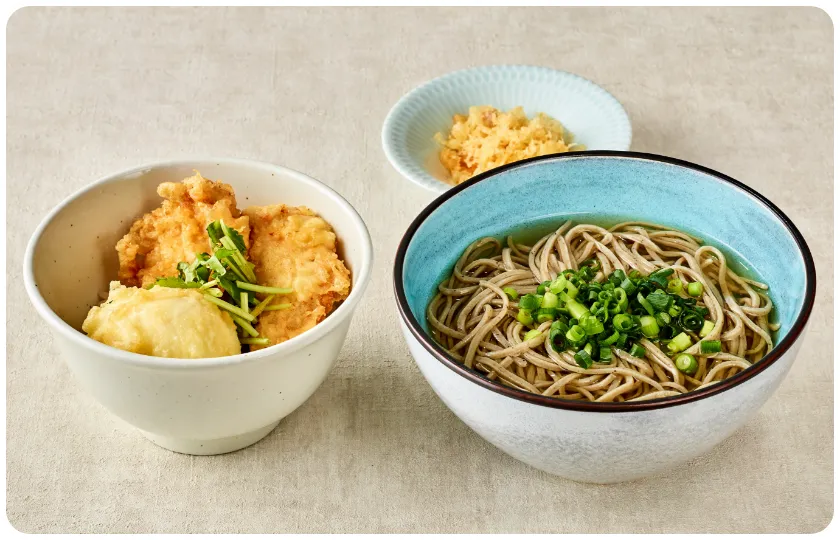 ハレニチお得セット　鶏玉天丼セット