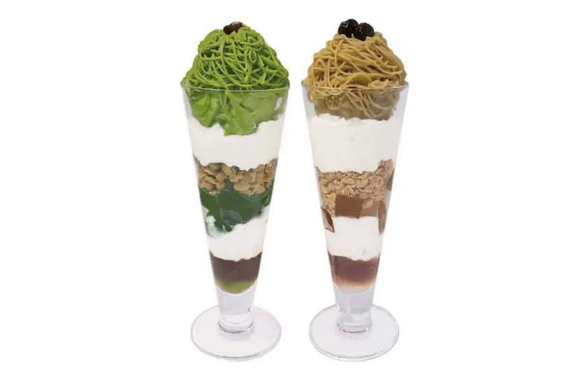 抹茶モンブランパフェ/ほうじモンブランパフェ