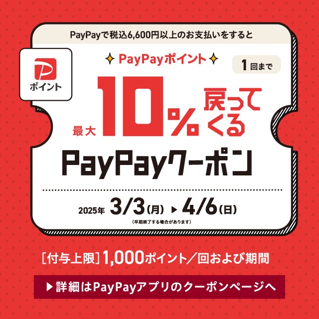 4/6までPayPayクーポン配信中！