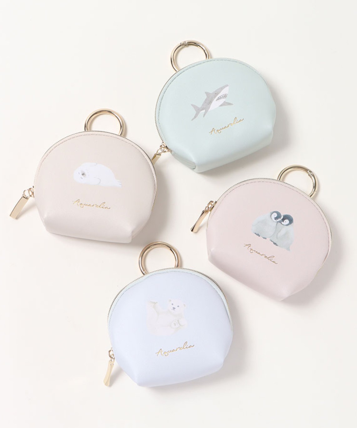 カラビナ付き🐧アクアレリアシェル型ミニポ…
